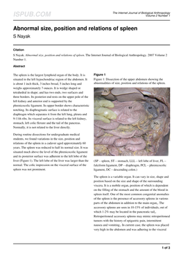 Abnormal Size, Position and Relations of Spleen S Nayak