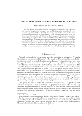 Simple Derivation of Basic Quadrature Formulas