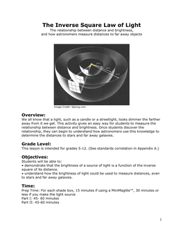 The Inverse Square Law of Light the Relationship Between Distance and Brightness, and How Astronomers Measure Distances to Far Away Objects