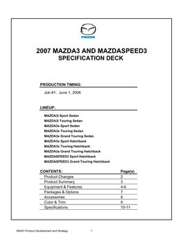 MAZDA3 SPEC DECK 2007.1J