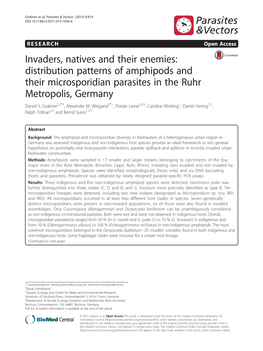 Distribution Patterns of Amphipods and Their Microsporidian Parasites in the Ruhr Metropolis, Germany Daniel S