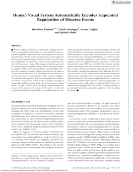 Human Visual System Automatically Encodes Sequential Regularities of Discrete Events