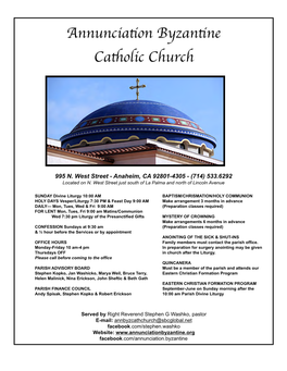Parish Calendar & Upcoming Events