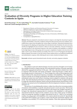 Evaluation of Diversity Programs in Higher Education Training Contexts in Spain