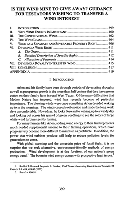 Guidance for Testators Wishing to Transfer a Wind Interest