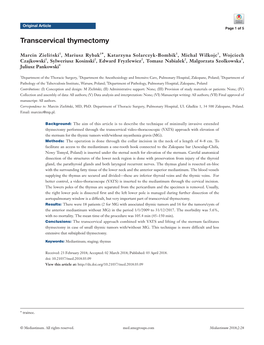 Transcervical Thymectomy