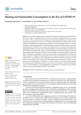 Sharing and Sustainable Consumption in the Era of COVID-19