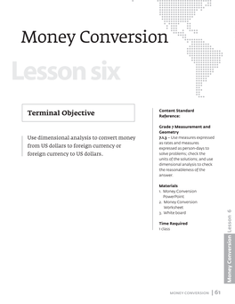 Money Conversion Lesson Six