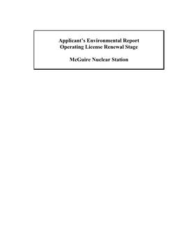 Environmental Report for Mcguire