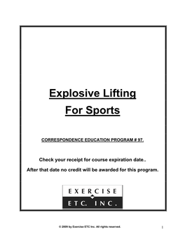 Explosive Lifting for Sports