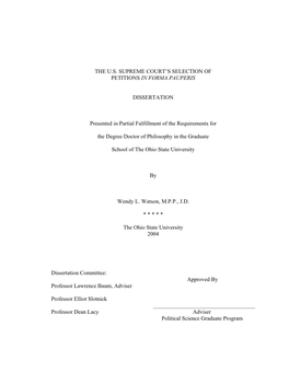 The U.S. Supreme Court's Selection of Petitions In