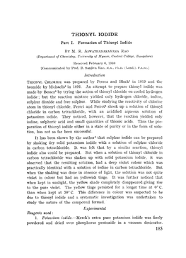 THIONYL IODIDE Part I