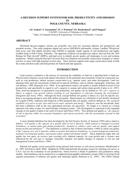 A Decision Support System for Soil Productivity and Erosion in Polk County, Nebraska