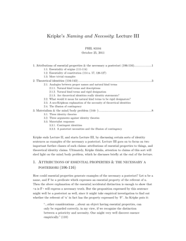 Kripke's Naming and Necessity: Lecture