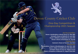 Devon County Cricket Club One-Day Competition & Championship 2021 Season