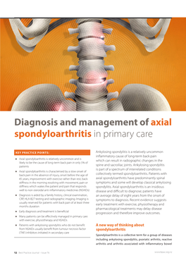 Diagnosis and Management of Axial Spondyloarthritis in Primary Care