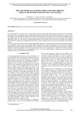 The Lost Heritage of Roman Iron and Steel Bridges. Virtual Reconstruction of Two Case Studies