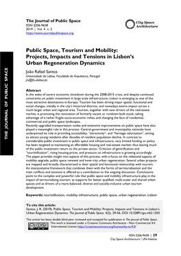 Public Space, Tourism and Mobility: Projects, Impacts and Tensions in Lisbon’S Urban Regeneration Dynamics