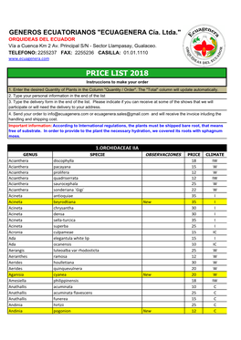 Ecuagenera Pricelist 2018.Pdf