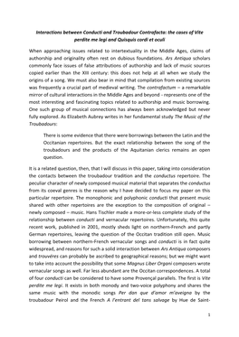 01, Mostly Sheds Light on Northern-French and Partly German Repertoires, Leaving the Question of the Occitan Tradition Still Open