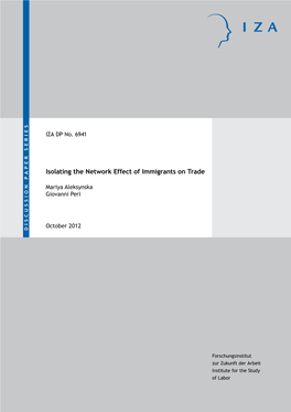 Isolating the Network Effect of Immigrants on Trade IZA DP No