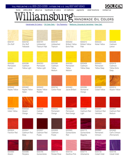 Williamsburg Oil Paint Color Chart