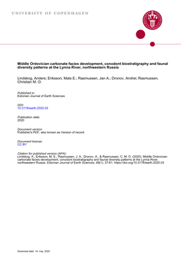 Middle Ordovician Carbonate Facies Development, Conodont Biostratigraphy and Faunal Diversity Patterns at the Lynna River, Northwestern Russia