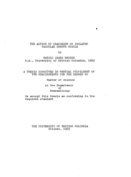 THE ACTION of DIAZOXIDE on ISOLATED VASCULAR SMOOTH MUSCLE By