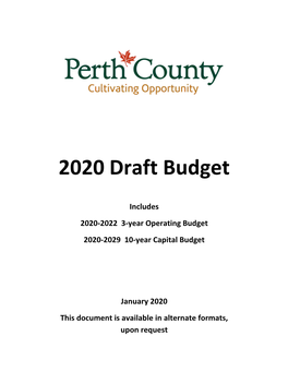 2020 Draft Budget