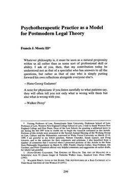 Psychotherapeutic Practice As a Model for Postmodern Legal Theory