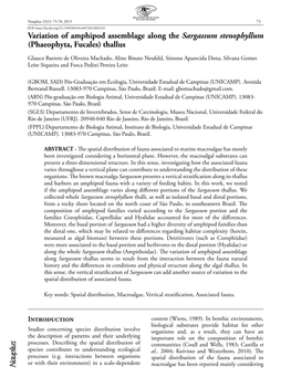 Variation of Amphipod Assemblage Along the Sargassum Stenophyllum (Phaeophyta, Fucales) Thallus