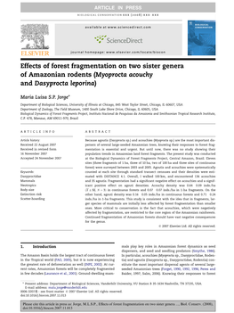 Myoprocta Acouchy and Dasyprocta Leporina)