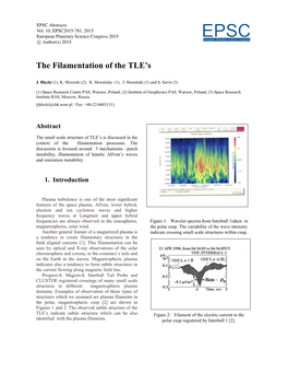 EPSC2015-781, 2015 European Planetary Science Congress 2015 Eeuropeapn Planetarsy Science Ccongress C Author(S) 2015