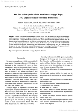 The East Asian Species of the Ant Genus Acropyga Roger, 1862