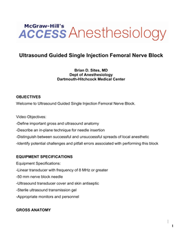 Ultrasound Guided Single Injection Femoral Nerve Block