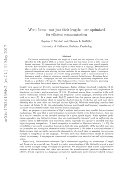 Arxiv:1703.01694V2 [Cs.CL] 31 May 2017 Tinctive Forms to Diﬀerentiate Each Word from Others, Especially If a Speaker’S Intended Word Has Higher-Frequency Competitors