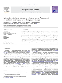 Epigenetics and Chemoresistance in Colorectal Cancer: an Opportunity