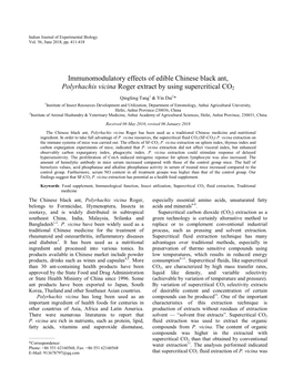 Immunomodulatory Effects of Edible Chinese Black Ant, Polyrhachis Vicina Roger Extract by Using Supercritical CO2