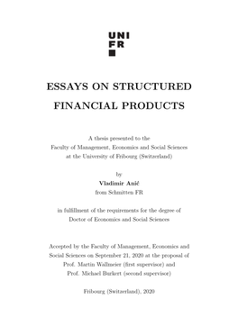 Essays on Structured Financial Products