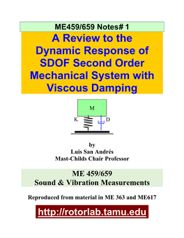 Review Vibrations of SDOF Mechanical Systems