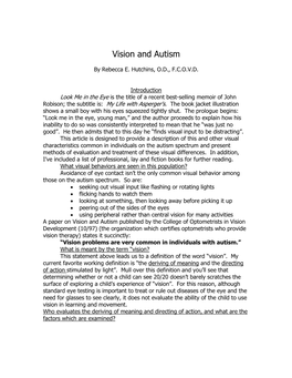 Vision and Autism