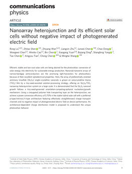 Nanoarray Heterojunction and Its Efficient Solar Cells Without Negative