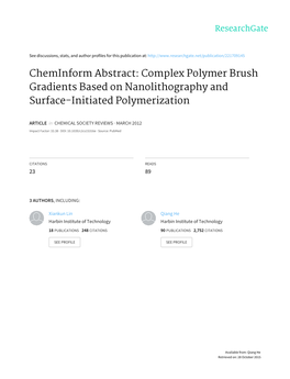 Complex Polymer Brush Gradients Based on Nanolithography and Surface-Initiated Polymerization