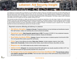 Lebanon: Aid Security Insight October 2020