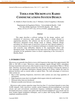 Tools for Microwave Radio Communications System Design
