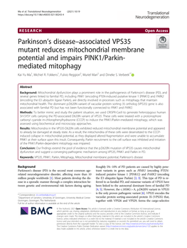 Parkinson's Disease–Associated VPS35 Mutant Reduces