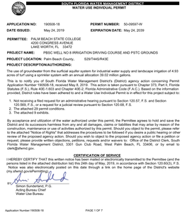 Agency Action Concerning Permit Application Number 190508-18, Received May 8, 2019