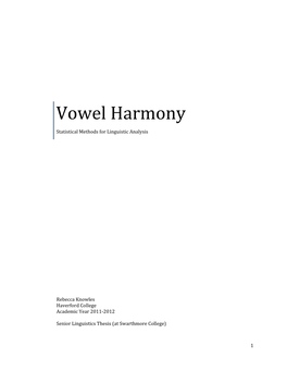 Vowel Harmony: Statistical Methods for Linguistic Analysis