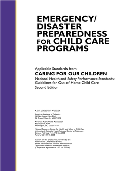 Disaster Preparedness for Child Care Programs