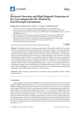 Electronic Structure and High Magnetic Properties of (Cr, Co)-Codoped 4H–Sic Studied by First-Principle Calculations